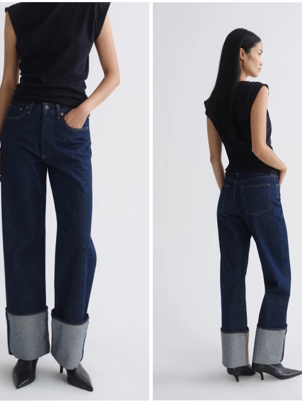 Agolde Big Cuff in Rinse Dark Indigo High-Rise Straight Jeans Women